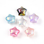 Прозрачные акриловые бусины с УФ-покрытием, радужный, звезда, с блеском порошок, граненые