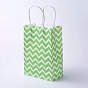 kraft Paper Bags, with Handles, Gift Bags, Shopping Bags, Rectangle, Wave Pattern