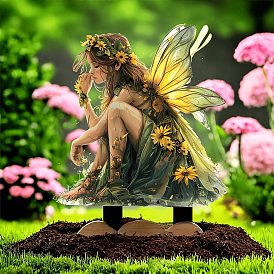 Elf with Flower Acrylic Decorative Garden Stakes, Ground Insert Decor, for Yard, Lawn, Garden Decoration