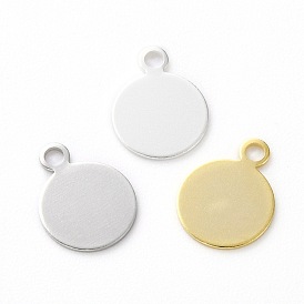 Brass Charms, Stamping Blank Tag, Long-Lasting Plated, Flat Round