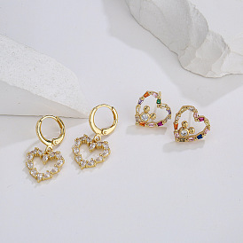 Hollow Heart Geometric Earrings in 18K Gold for Women