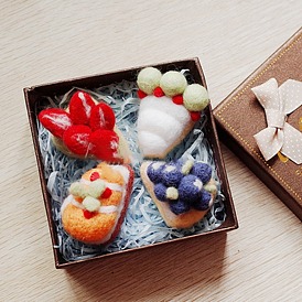 Imitation Cake Gift Box Needle Felting Kit, including Iron Needles, Foam Chassis, Wool, Paper Gift Box & Paper Filler