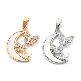 Латунные микро проложить кубического циркония подвески, без кадмия, без никеля и без свинца, с оболочкой, луна с подвесками в виде бабочек