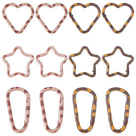 12Pcs 6 Styles Alloy Spring Gate Rings