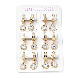 Плоские круглые серьги-кольца со стразами, позолота 304 украшения из нержавеющей стали для женщин