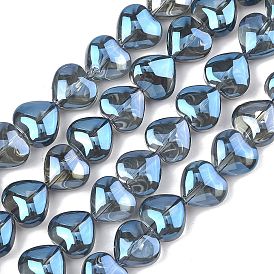 Гальванизированная нить из прозрачных стеклянных бусин, сердце