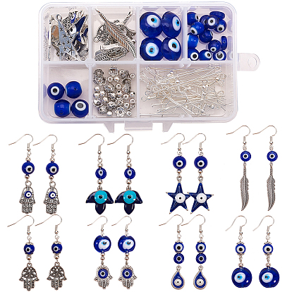 DIY Earring Making, with Hamsa Hand/Hand of Fatima/Hand of Miriam, with Eye Alloy Enamel Pendants, Alloy Enamel Pendants and Brass Earring Hooks