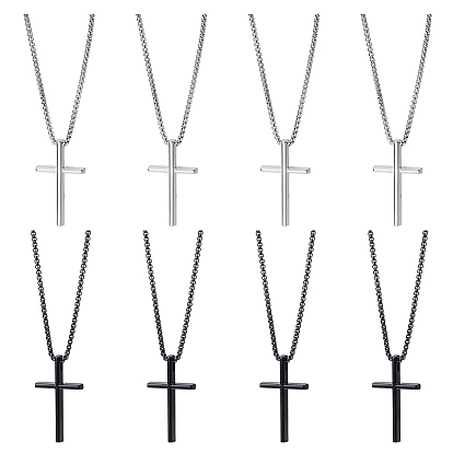 8 шт. 2 цветные подвески в виде креста из сплава 667 цепочки из нержавеющей стали
