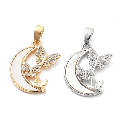 Латунные микро проложить кубического циркония подвески, без кадмия, без никеля и без свинца, с оболочкой, луна с подвесками в виде бабочек
