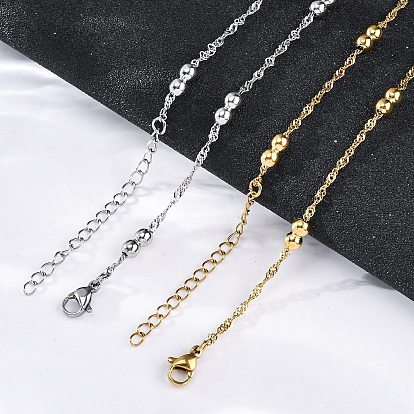 304 ожерелья из двойной круглой веревочной цепи из нержавеющей стали