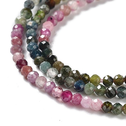 Natural Tourmaline Beads Strands, Round, Faceted, Grade AA
