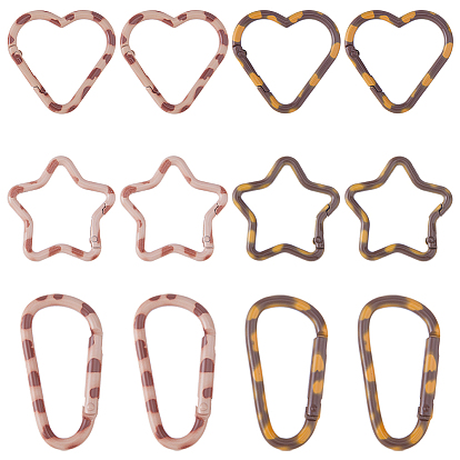 12Pcs 6 Styles Alloy Spring Gate Rings