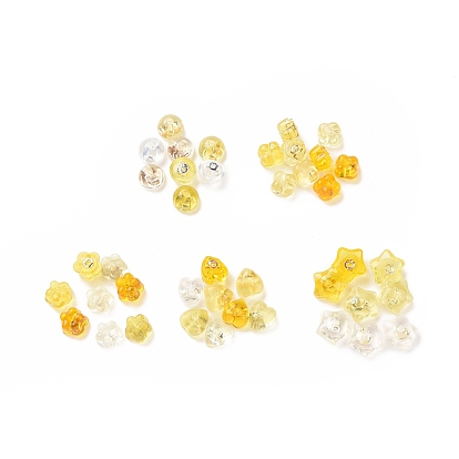 20 paire 5 style cœur, demi-rond, fleur de prunier, trèfle et étoile, embouts d'oreilles en silicone, avec 925 accessoires en argent pur