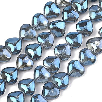 Гальванизированная нить из прозрачных стеклянных бусин, сердце