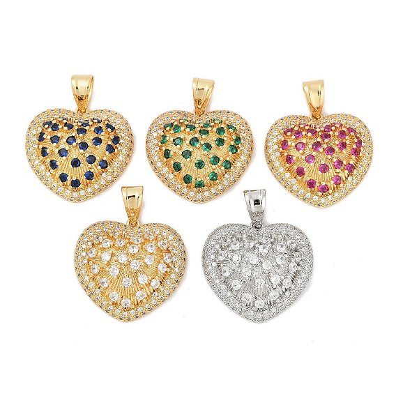 Латунные микро проложить кубического циркония подвески, без кадмия и без свинца, сердце прелести, реальный 18 k позолоченный