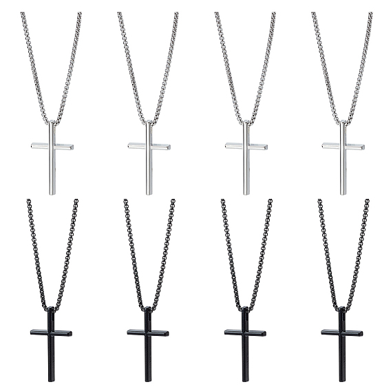 8 шт. 2 цветные подвески в виде креста из сплава 667 цепочки из нержавеющей стали