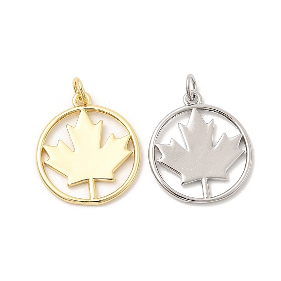 Латунные подвески, круглая форма с подвесками в виде кленовых листьев, долговечный, стойки покрытие, без свинца и без кадмия