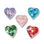 Glass Pendants, with Rack Plating Alloy Heart Open Back Bezel Pendants Finding