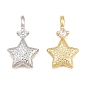 Brass Micro Pave Clear Cubic Zirconia Pendants, Star Charms, Rack Plating, Long-Lasting Plated, Lead Free & Cadmium Free