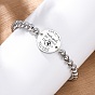 Плоский круглый браслет на день матери с французскими звеньями, 304 эластичные браслеты из нержавеющей стали для женщин
