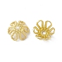 Rack Plating Brass Bead Caps, Long-Lasting Plated, Cadmium Free & Nickel Free & Lead Free, 6-Petal Flower