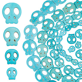 4 нити 4 стили окрашенные синтетические бирюзовые бусины нити наборы, череп