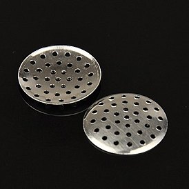 Aluminum Finger Ring/Brooch Sieve Findings, Perforated Disc Settings, 20x1.5mm, Hole: 1mm