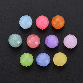 Imitation Jelly Acrylic Beads, Faceted, Round
