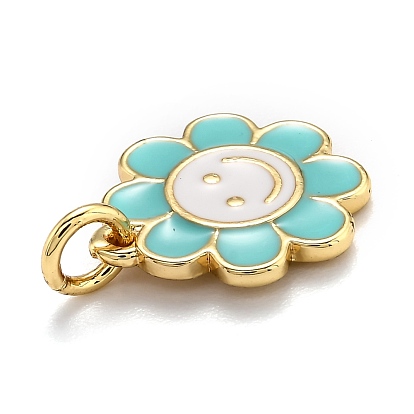 Brass Enamel Charms, Real 18K Gold Plated, Long-Lasting Plated, Flower