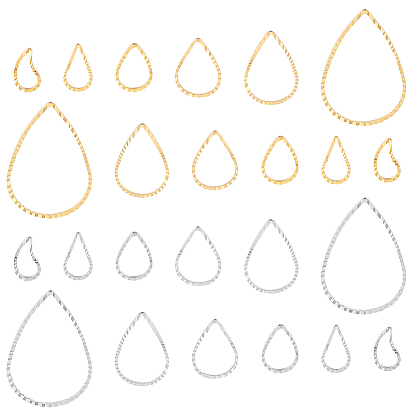 90 шт 12 стиль каплевидные латунные соединительные кольца, долговечный, без кадмия и без свинца, настоящие 24 позолоченные K & 925 покрытые стерлинговым серебром