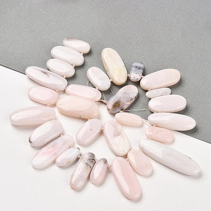 Natural Pink Opal Beads Strands, Top Drilled, Oval Charms