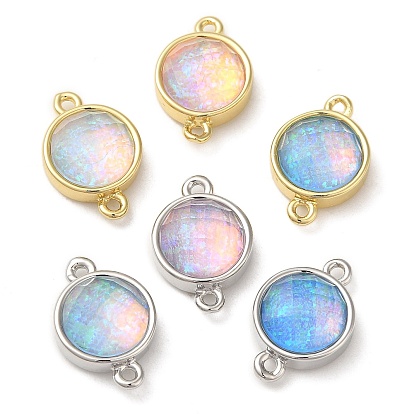 Подвески из синтетического опала, покрытие стойки латунные плоские круглые звенья