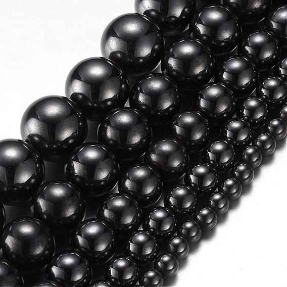 Magnetic Synthetic Hematite Bead Strands, Grade A, Round