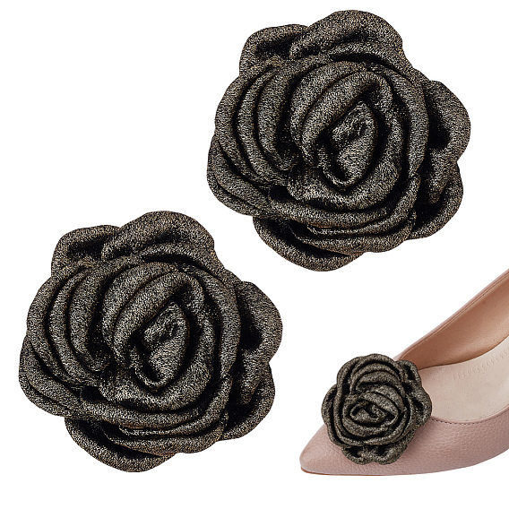 2 шт. полиэстеровые пряжки для обуви, с железными зажимами, цветок