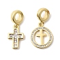 Латунные подвески из прозрачного кубического циркония в европейском стиле, религия большие дырки подвески, долговечный, без кадмия и без свинца, стойки покрытие, реальный 18 k позолоченный