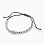 Geflochtene Armbänder aus Messing, mit Zirkonia und Nylon, Runde