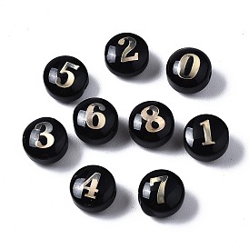 Бусины лэмпворк , золотой металл обвитыми, плоские круглые с номером