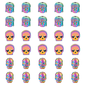 30шт 3 стиль стойка покрытие сплав европейские бусины, бусины с большим отверстием, без кадмия, без никеля и без свинца, череп