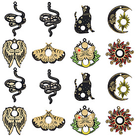 16шт 8 стили непрозрачные акриловые подвески с принтом, чёрные