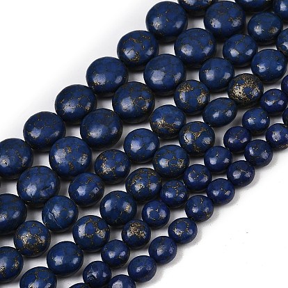 Синтетический говлит имитация лазурита бусины, плоско-круглые, окрашенные