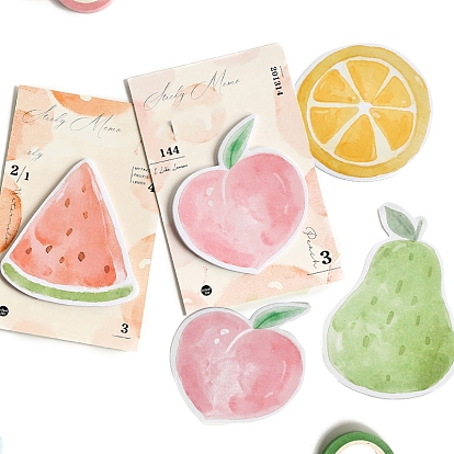30 Sheets Fruit Theme Paper Memo Pads, Sticky Notes, for Office School Reading, Watermelon/Lemon/Pear