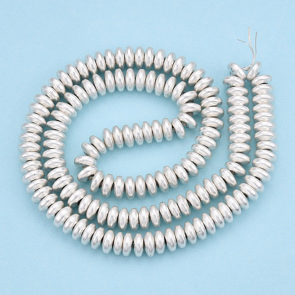 Electroplate Non-magnetic Synthetic Hematite Beads Strands, Matte Style, Flat Round/Disc