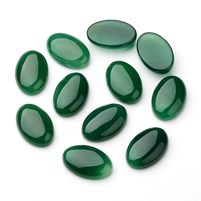 Grade A Natural Green Agate Oval Cabochons, Dyed
