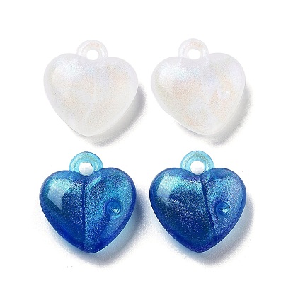 Opaque Acrylic Beads, AB Color Plated, Heart