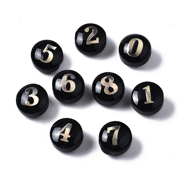 Бусины лэмпворк , золотой металл обвитыми, плоские круглые с номером