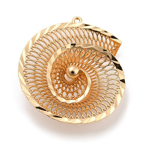 Rack Plating Brass Hollow Pendants, Conch Charm