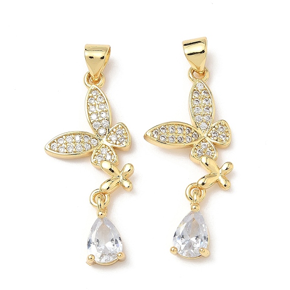 Латунные микро проложить кубического циркония подвески, бабочка со слезой, без кадмия и без свинца, долговечный