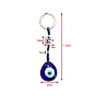 Teardrop with Evil Eye Glass Pendant Keychains, with Alloy Turtle Link, for Bag Car Key Decoration