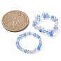 2Pcs 2 Style Glass Braided Beaded Flower Stretch Rings Set for Women