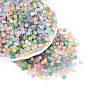 Perles de rocaille en verre transparent dépoli fgb, ronde, trou rond, teint et cœur
